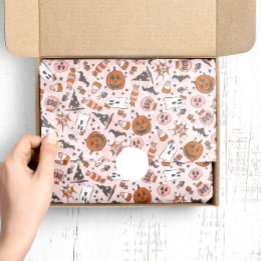 Spooky Design with Pumpkins, Ghosts, and Bats Tissue Paper