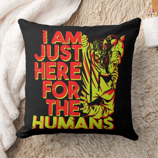 Spooky Devil Halloween Here for the Humans Cushion (Blanket)