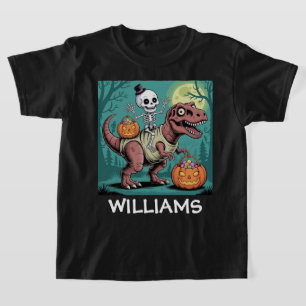 Spooky Dino Rider – Skeleton on Mummy T-Rex  T-Shirt
