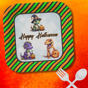Spooky Dinosaur Halloween Dino-Mash Paper Plates