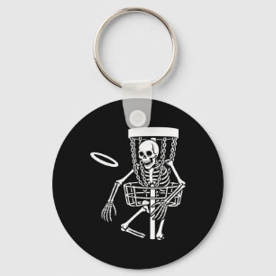 Spooky Disc Golfing Skeleton Halloween Disc Golf L Key Ring