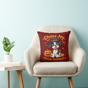 Spooky Dog Art: Fetch Halloween Joy & Smiles! Cushion
