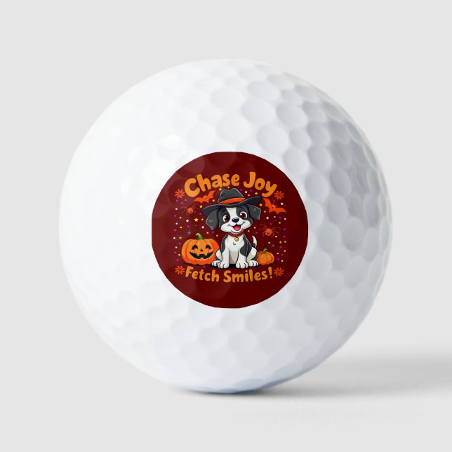 Spooky Dog Art: Fetch Halloween Joy & Smiles! Golf Balls (Front)