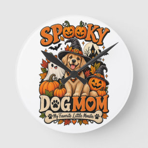 Spooky Dog Mum Halloween Cute Skeleton Dog Lover Round Clock
