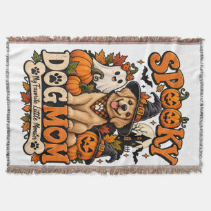 Spooky Dog Mum Halloween Cute Skeleton Dog Lover  Throw Blanket