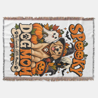 Spooky Dog Mum Halloween Cute Skeleton Dog Lover Throw Blanket