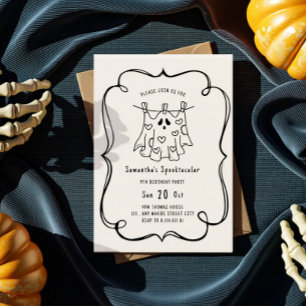 Spooky doodle ghost halloween birthday PARTY Invitation