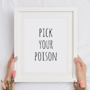 Spooky Drink Bar Halloween   Black & White Poison Poster