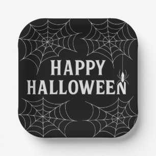 Spooky Drinks Happy Halloween Spiderwebs Haunted Paper Plate