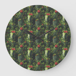 Spooky Dripping Cemetery, Melting Roses Tombstone, Large Clock