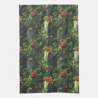 Spooky Dripping Cemetery, Melting Roses Tombstone, Tea Towel