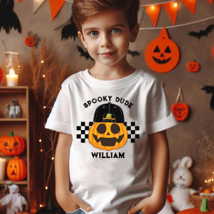 Spooky Dude Retro Pumpkin Toddler Boys Halloween Tri-Blend Shirt