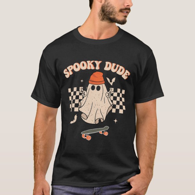 Spooky Dude Toddler Retro Groovy Hippie Halloween  T-Shirt (Front)