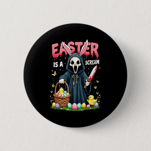 Spooky easter is a scream gothic bunny design 6 cm round badge