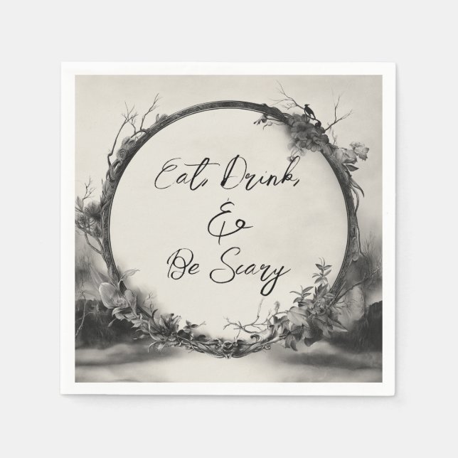 Spooky Eat Drink Be Scary Halloween Napkin (Front)