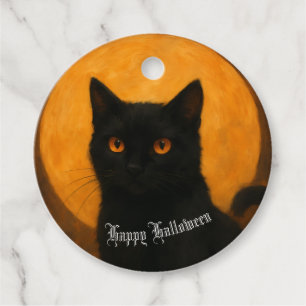 Spooky Elegance Halloween Black Cat Harvest Moon Favour Tags