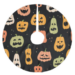 Spooky Elegance: Halloween Pumpkin Art Brushed Polyester Tree Skirt