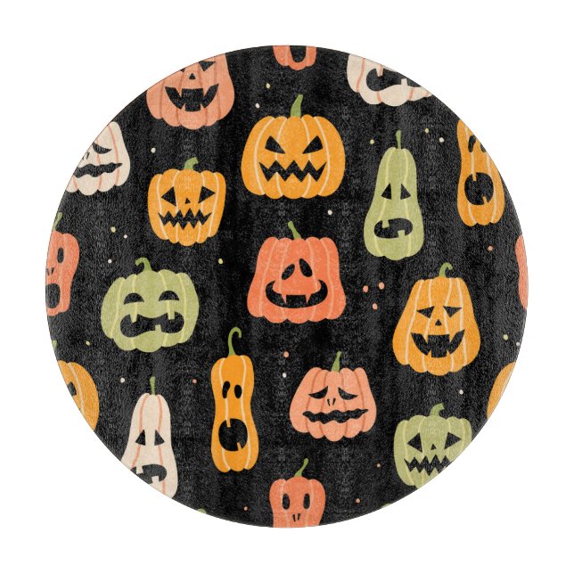 Spooky Elegance: Halloween Pumpkin Art Cutting Board (Front)