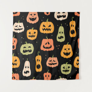 Spooky Elegance: Halloween Pumpkin Art Tapestry
