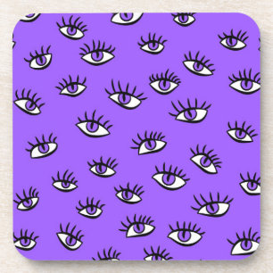 Spooky Evil Eyes Purple Halloween Coaster
