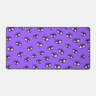 Spooky Evil Eyes Purple Halloween Desk Mat