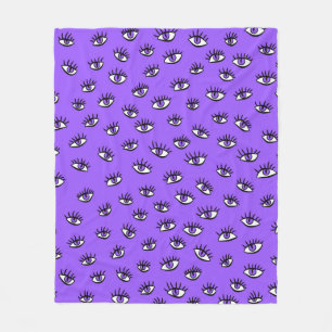Spooky Evil Eyes Purple Halloween Fleece Blanket