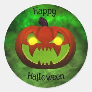 Spooky Evil Halloween Pumpkin Classic Round Sticker