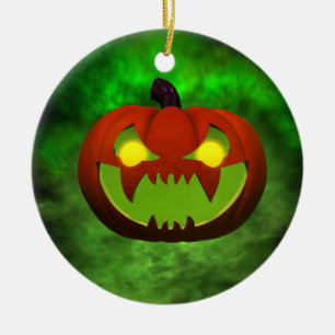 Spooky Evil HalloweenPumpkin Ceramic Tree Decoration