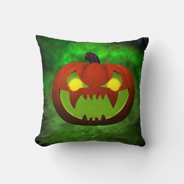 Spooky Evil HalloweenPumpkin Cushion (Front)
