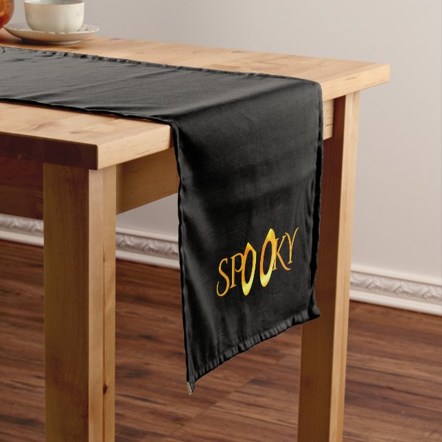 Spooky Eyes Cartoon w Monogram Medium Table Runner (In Situ)