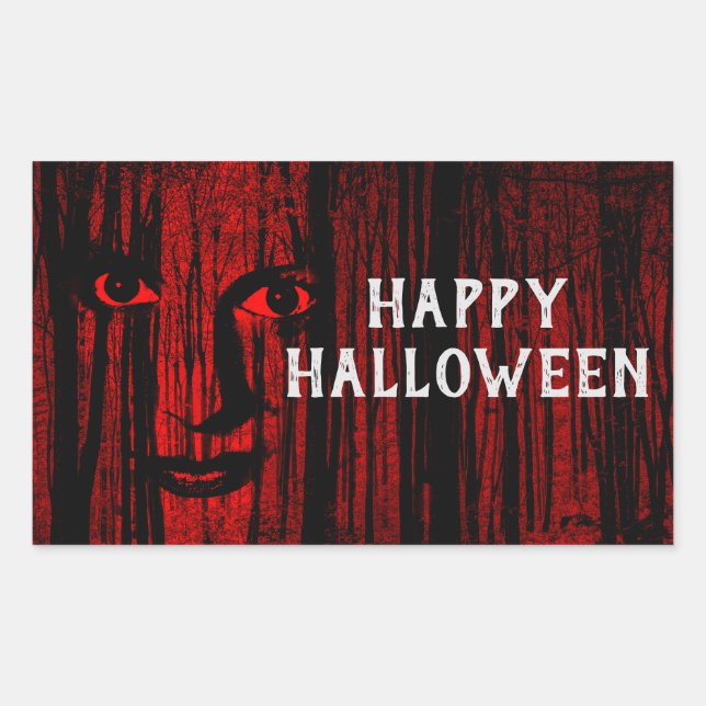Spooky Face Rectangular Sticker (Front)