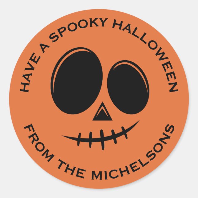 Spooky Fall Halloween Pumpkin Classic Round Sticker (Front)