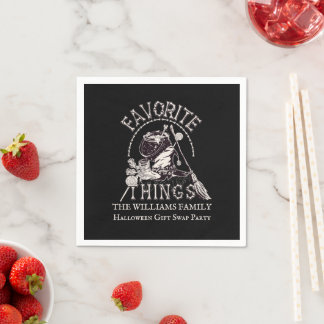 Spooky Favourite Things Halloween Gift Swap Party Napkin