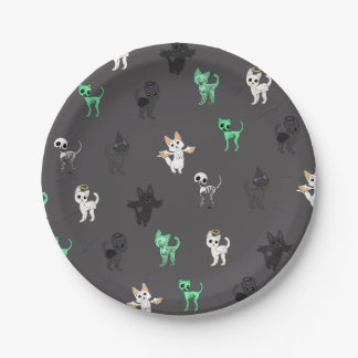 Spooky Felines Happy Halloween Paper Plate