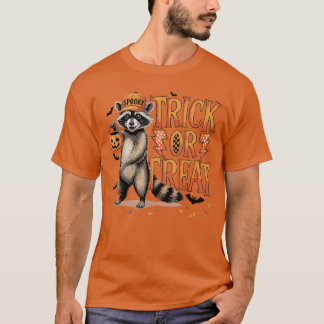 Spooky Feral Funny Raccoon Witch Halloween Trick O T-Shirt