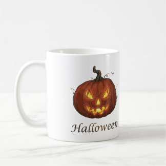 Spooky Fiery Jack-o'-Lantern Halloween Pumpkin Coffee Mug