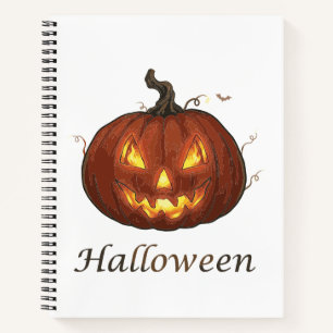 Spooky Fiery Jack-o'-Lantern Halloween Pumpkin Notebook