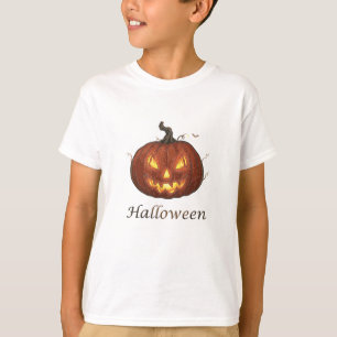 Spooky Fiery Jack-o'-Lantern Halloween Pumpkin T-Shirt