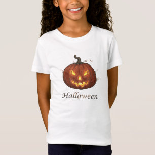 Spooky Fiery Jack-o'-Lantern Halloween Pumpkin T-Shirt