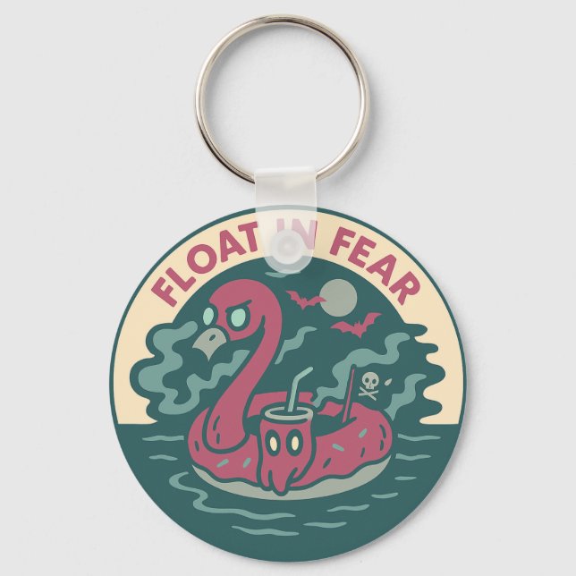 Spooky Flamingo Pirate Fun Key Ring (Front)