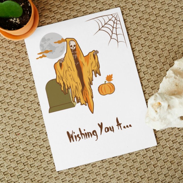 Spooky Flirty Skeleton Booty Joke Funny Halloween Postcard (Creator Uploaded)