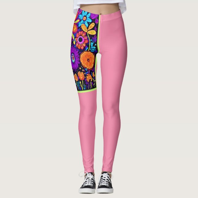 Spooky Floral Art Leggings (Front)