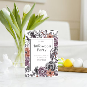 Spooky Floral Halloween Birthday Party Card