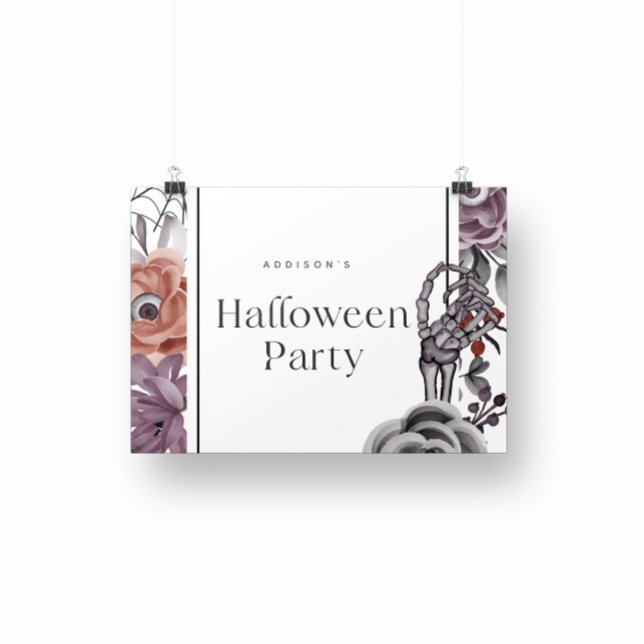 Spooky Floral Halloween Birthday Party Card Poster (Creator Uploaded)