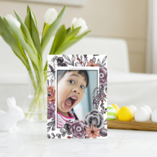 Spooky Floral Halloween Birthday Party Photo Postcard