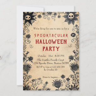 Spooky Flowers Spooky Halloween Party Invitation