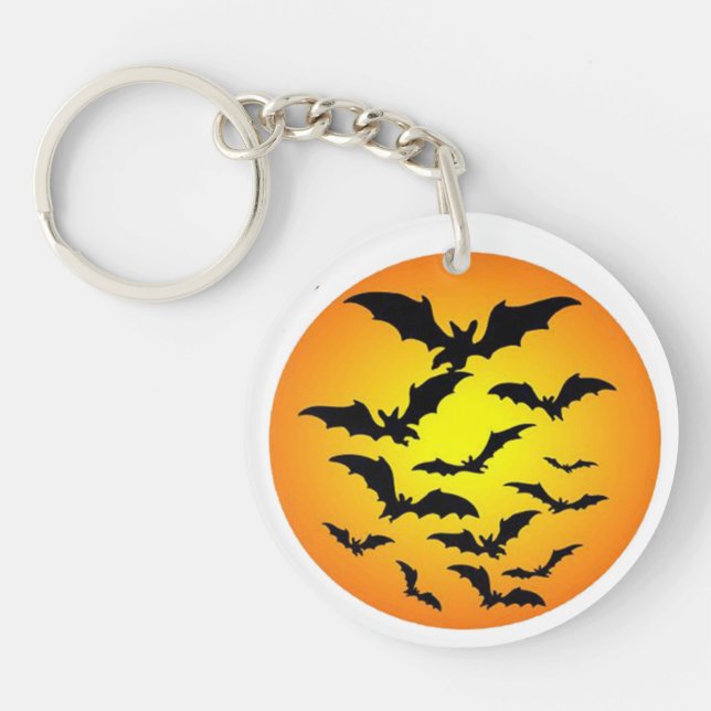 Spooky Flying Bats Halloween Keychain (Front)