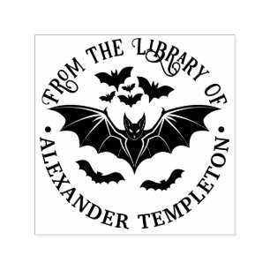 Spooky Flying Bats Library Book Name Self-inking Stamp