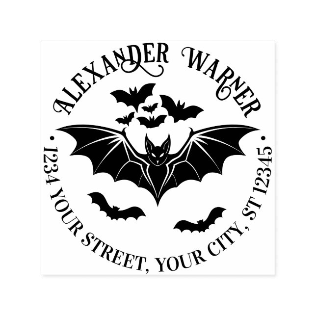 Spooky Flying Bats Name Return Address  Self-inking Stamp (Design)