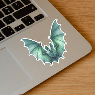 Spooky Flying Green Glowing Bat Wings Spread